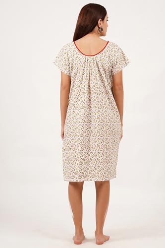 Image of Breezly Woman's Long Short Calf Length Pure Cotton Nighty