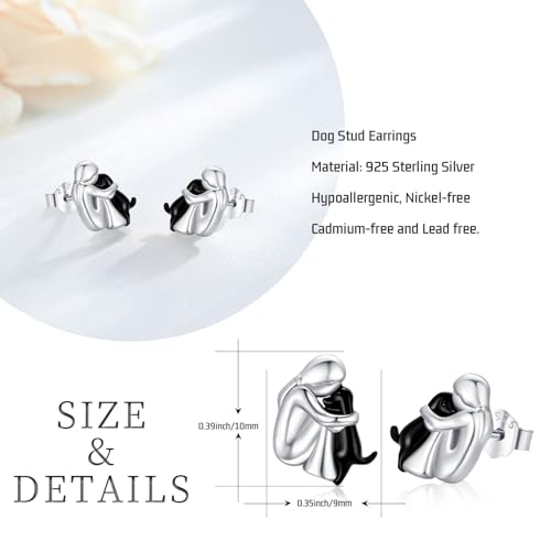 Image of 925 Sterling Silver Dog Earrings Cute Animal Puppy Stud Earrings Dog Jewelry Gifts for Women Girls Pet Lover Hypoallergenic Earrings for Sensitive Ears