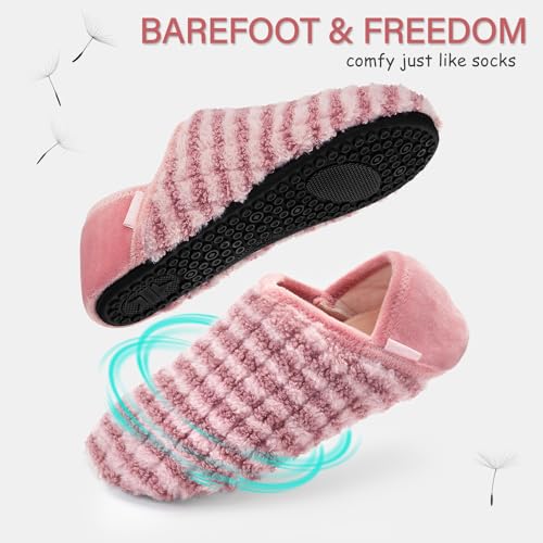 Image of ATHMILE House Slippers for Women Men Indoor Barefoot House Shoes Soft Socks | Furry Slip on Cozy Comfy Flexible Machine Washable Home Bedroom Travel Hospital Yoga Gifts for Mom Grandma