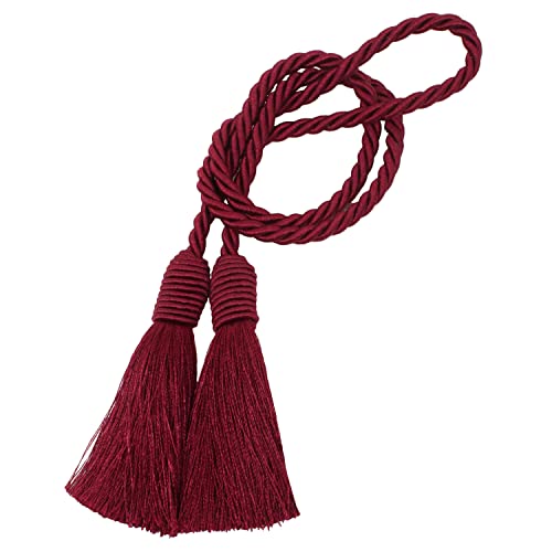 Image of 4 Pack Curtain Tiebacks Handmade Decorative Curtain Holdbacks Rope with Tassel - Burgandy