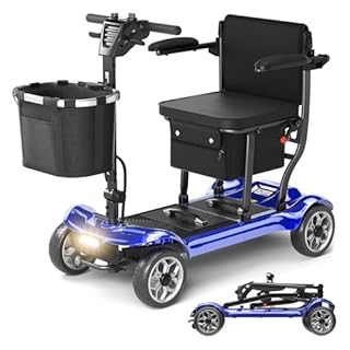 Lightweight Mobility Scooter for Adults & Seniors - Cruise & Airport Approved, 43lb Foldable Portable Motorized Scooters with Removable Lithium Battery for 12.4 Miles Travel, 300lb Capacity, Blue