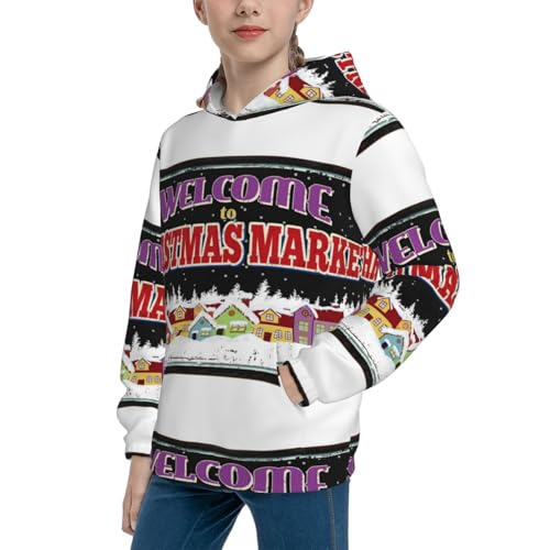 Welcome to Christmas Market Kid Hoodies Boys Sweatshirts Girls Pullover with Pocket2