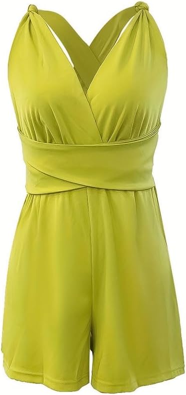 JSEIAJB Green Loose Sleeveless Jumpsuit Sleeveless Suspenders Jumpsuit(X-Large)