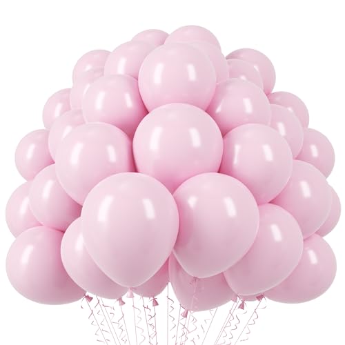 Image of Voircoloria 110pcs Light Pink Balloons 12inch Pastel Pink Latex Party Balloons for Boys Girls Birthday Party, Baby Shower, Wedding, Gender Reveal, Baby Shower, Anniversary Party Decorations