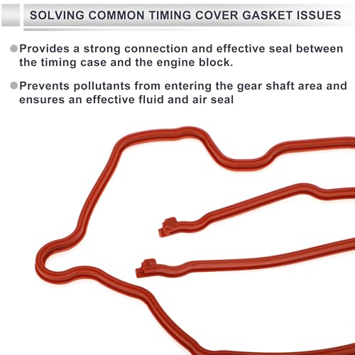 Image of Engine Timing Cover Gasket Set for Ford for Mustang 4.6L 1996-2004 Long-lasting Sealing Chain Case Cover Gasket Rubber,Metal 1 Set