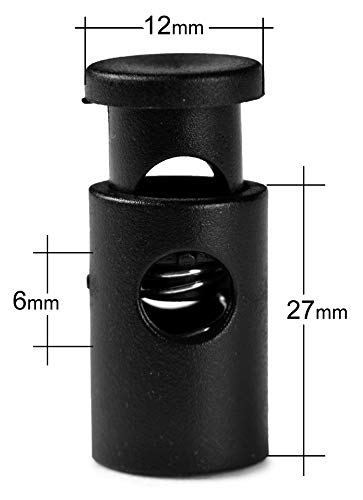 Plastic Cord Locks – Single Hole Spring Loaded Toggle Stoppers, Lock Cord On Drawstring Laundry Bags, Luggage, Tents And Clothing. (12-Pack, Black) #TOP2