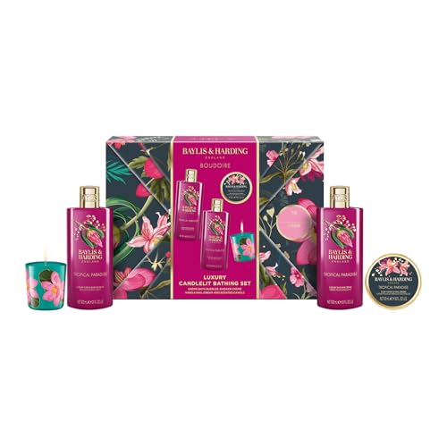 Image of Baylis & Harding Boudoire Tropical Paradise Gift Wrapped Candlelit Gift Set - Vegan Friendly