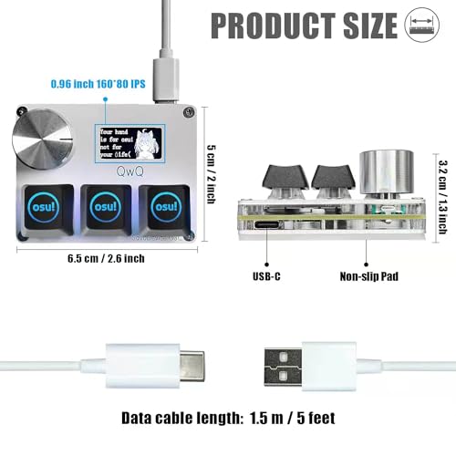 Image of SayoDevice O3C OSU Keyboard Rapid Trigger Hall Switches Magnetic Linear Switches Keyboard with Knob and Screen,Copy Paste,Shotcut,Macro Hotswap Mini Keypad. (with OSU keycaps-White)