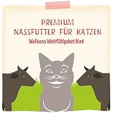 MjAMjAM – Premium Nassfutter für Katzen - Wellness Wohlfühlpaket Rind, 12er Pack (12 x 125g), getreidefrei mit extra Fleisch