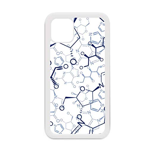 Resumen azul químico molecular estructura para iPhone 12 Pro Max cubierta para Apple Mini Mobile Case Shell blanco
