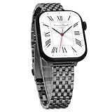 Cinturino sottile e femminile per Apple Watch 11/10/9/8/7/6/5/4/3 Se 3/2/1, elegante cinturino in metallo da donna per Apple Watch 42 mm 41 mm 40 mm 38 mm, cinturino in acciaio inossidabile per Apple