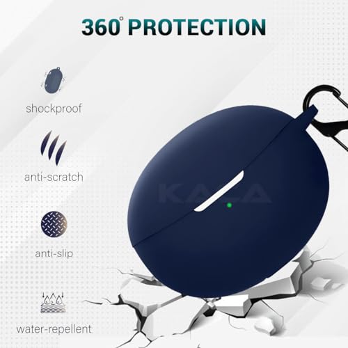 Image of KACA Protective Shockproof Silicone Cover Case with Buckle Compatible with Oppo Enco Air 2 Pro (Midnight Blue)