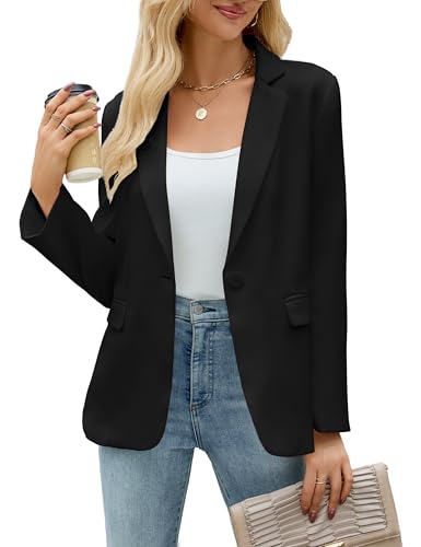 JTD Women's Blazer Business Casual Long Sleeve Lapel Open Front Suit Jacket Work Office Blazer with Pockets