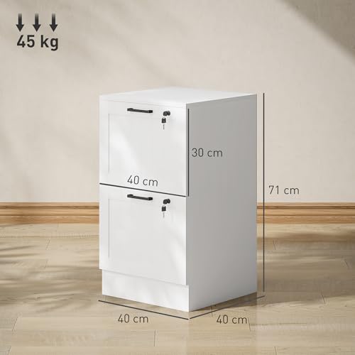 Caisson bureau 2 tiroirs verrouillables 40x40x71 HOMCOM