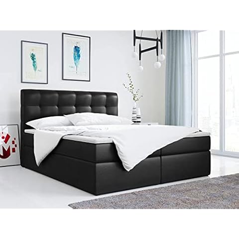 MKS MEBLE Boxspringbett 180x200 - Schwarz Doppelbett Cover