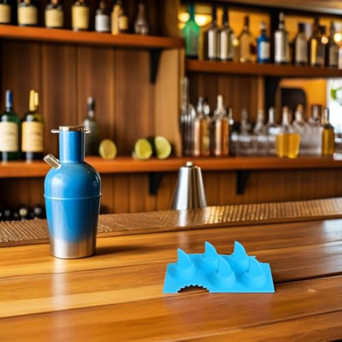Molde de hielo silicona con forma de aleta de tiburón 6 piezas miniatura 5