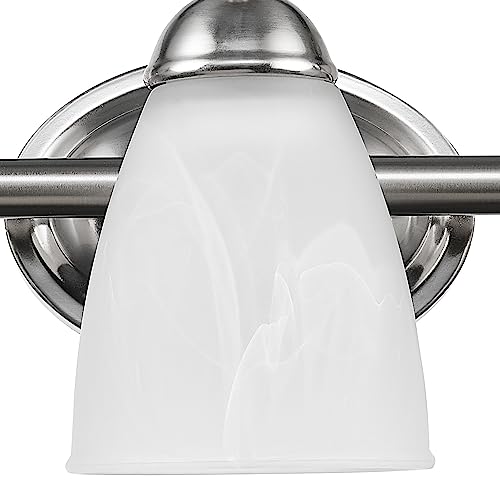 Globe Electric 50783 3-Light Exclusive Vanity Light, Satin Nickel, Alabaster Glass, Makeup Lighting, Beauty Room Accessories, Bathroom Lights Over Mirror, Decorative Lighting, Home Improvement #TOP6
