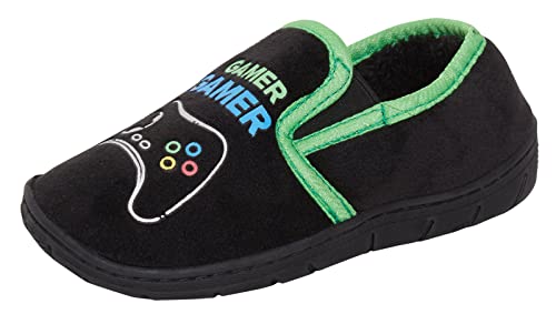 Epic Gamer - Pantuflas para niños con forro polar cálido, Negro , 25 EU