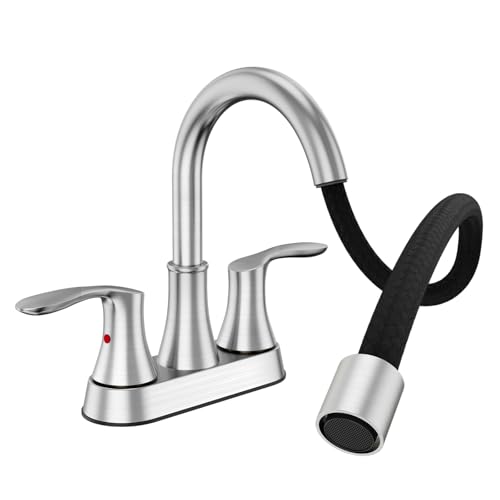 Phiestina Brushed Nickel Utility Sink Faucet Sprayer,3 Hole
