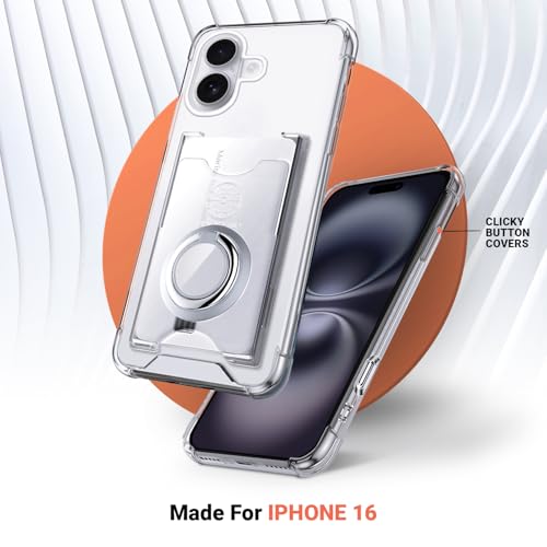 Shields Up Designed for iPhone 16 Case, Minimalist Wallet Case with Card Holder (3 Cards) & Ring Stand, [Drop Protection] Slim Protective Cover for iPhone 16 (6.1 inch) - Clear by Shields Up - Used condition - Image 7