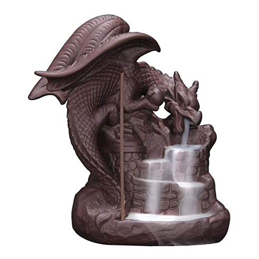 OTOFY Handmade Ceramic Incense Holder, Backflow Incense Burner Figurine Incense Cone Holders Home Decor Gift Decorations Statue Ornaments (Fly Dragon)