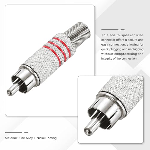 4 Conectores RCA macho para cable de altavoz plateados miniatura 3