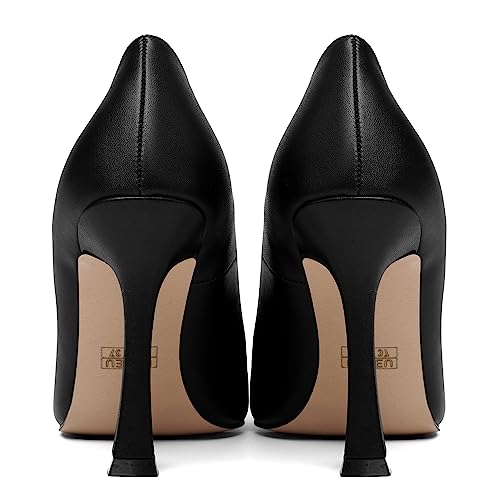 SKYSTERRY Womens Round Toe Casual Office Matte Slip On Spool High Heel Pumps Shoes 4 Inch4