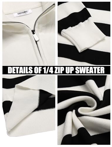 Image of COOFANDY Men's Quarter Zip Up Sweaters Slim Fit Lightweight Mock Pullover