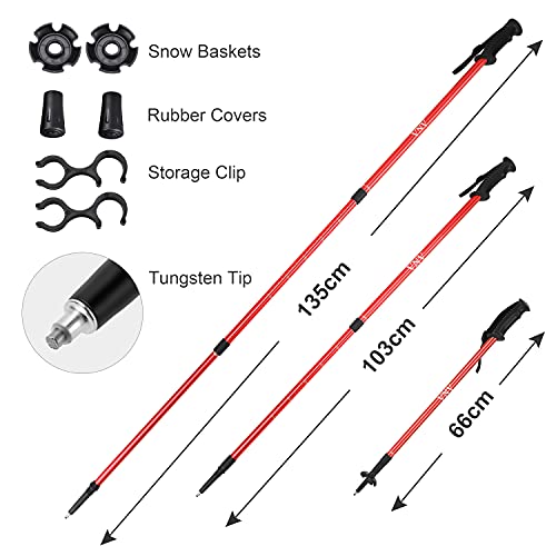 Vnv Snowshoes 2022 Snowflake Series Lightweight Terrain Snowshoe For Men Women Youth Kids, Light Weight Aluminum Alloy Snow Shoes With Trekking Poles And Carrying Tote Bag (21" Red) #TOP3