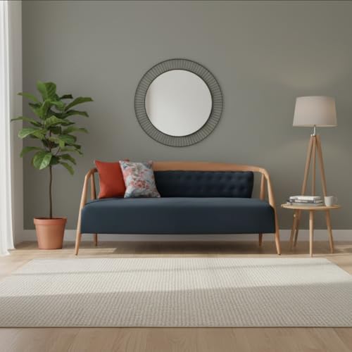 Image of 3 Seater Fabric Sofa with Solid Wooden Frame and Dark Blue Comfortable Wide Seating (111821260 3S)