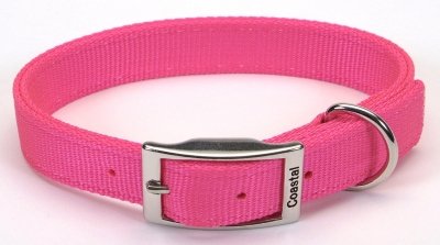 Coastal Pet Double Ply Dog Collar 1" Width by Adjustable Girth of 19" to 22", Neon Pink (1-Unit)