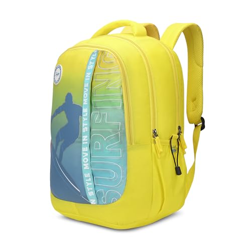 Image of Skybags KLAN PLUS 03 4 Compartment School Backpack Yellow 32 Liters