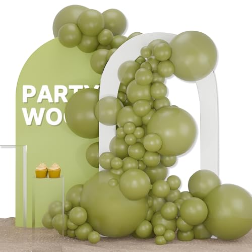 Image of PartyWoo Sage Green Balloons 127pcs Different Sizes of 36 18 12 10 5 Inch Olive Boho Green Latex Balloon Arch Kit for Wedding Birthday Dinosaur Jungle Golf Football Theme Party Decorations Green-F11