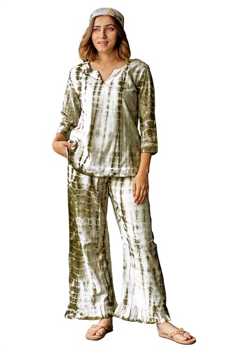 Image of MIRCHI FASHION Women's Cotton Shibori Dyed Printed Co-Ord Set of Short Kurti & Plazzo Pant