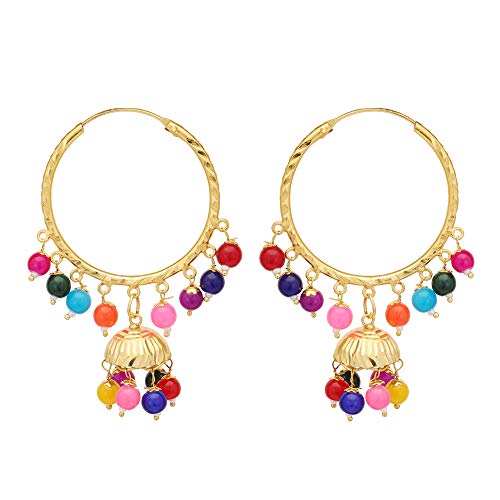 Jwellmart Indian Traditional Bollywood Lightweight Gold Plated Bali Jhumka Fashion Earrings for Women and Girls (Multicolor)