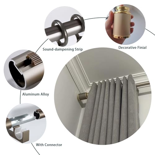 Tringle à rideaux réglable extensible avec glissement silencieux - 4