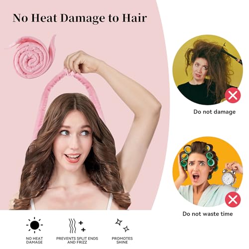 Modelador de cabelo extra longo macio sem calor de 152 cm atualizado para dormir, rolos de cabelo se