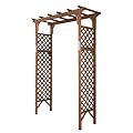 VINGLI Wood Garden Arbor, 85in Wedding Arch Garden Trellis for Plant Climbing, Pergola for Garden Backyard, Lawn (Dark Brown)