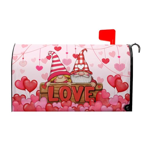 Image of Happy Valentine's Day Mailbox Covers Magnetic Love Heart Pink Mailbox Cover Standard Size 25.5 X 21 Valentine's Day Decor Holiday Mailbox Wrap Post Letter Box Cover Decorative for Home Garden Outdoor