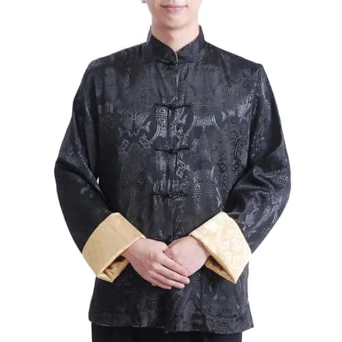 Manteaux dragon en satin de soie artificielle pour tenue traditionnelle homme