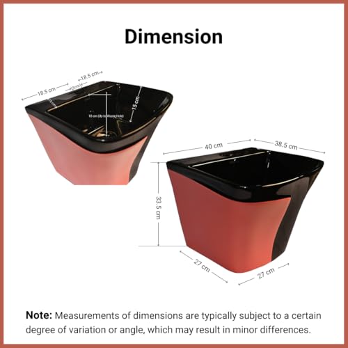 Image of Wall Mounted Wash Basin for Bathroom | Wall Hung Wash Basin /Sink (15.35 x 16.14 x 13 Inch, SFKOP - 220)