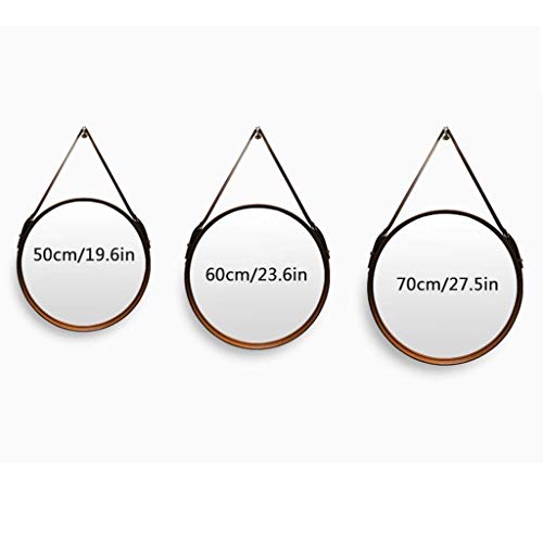 Qqhdm Large Round Wall Mirror With Leather Strap Bathroom Wall-Mounted Decorative Mirrors Hanging Makeup Mirror For Hallway Living Room Bedroom (Size : 50Cm) #TOP2