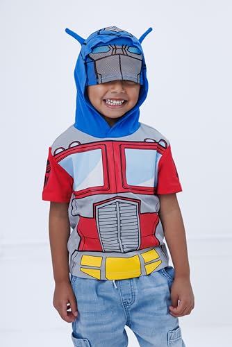 Transformers Optimus Prime Toddler Boys Hooded Cosplay T-Shirt Red/Gray Blue 4T - image 2