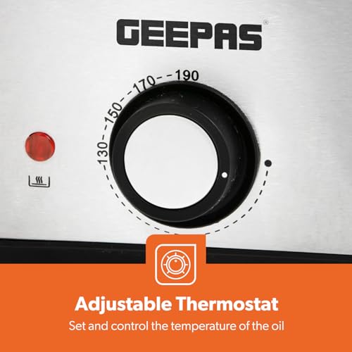 GEEPAS 1.5L Deep Fat Fryer | Adjustable Thermostat 0–190°C Viewing Window Mesh Filter Indicator Light | Cool-Touch Handle Non-Stick Inner Pot | 900W Compact Kitchen Fryer | 600g Food Capacity - Image 4