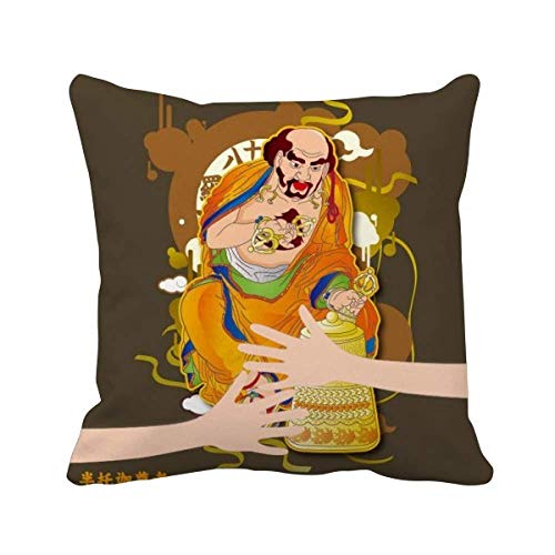 Dix-Huit Arhats housse coussin bouddhiste protège oreiller usé