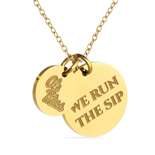 Stone Armory Necklace for Ole Miss Rebels - 18K Gold-Plated Stainless Steel Jewelry Designed for Sensitive Skin - Adjustable 16-20in Chain, Gift for University of Mississippi Fans
