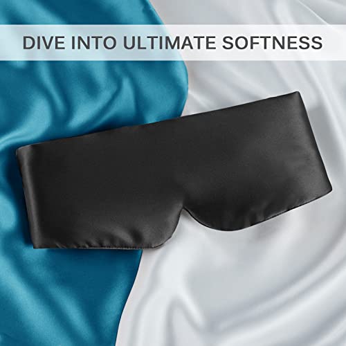 Zenssia 100% Mulberry Silk Sleep Mask Eye Mask for Man and Woman with Adjustable Headband, Full Size Large Sleep Mask & Blindfold for Total Blackout for All Night Sleep, Travel & Nap- Black - Thumbnail 7