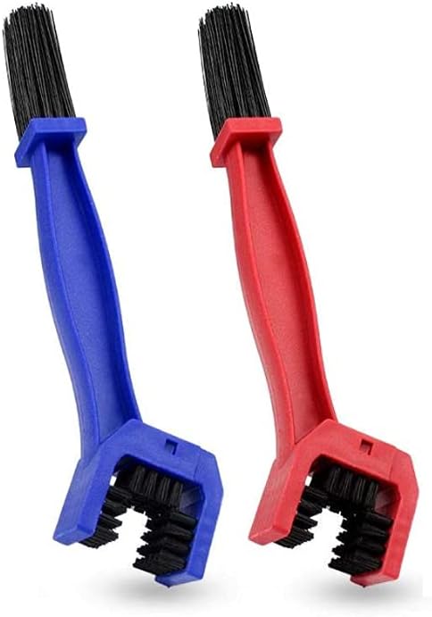 Chain Washer Cleaner for Bike or Motorcycle, Cleaning Brush 2pcs (Blue and Red)