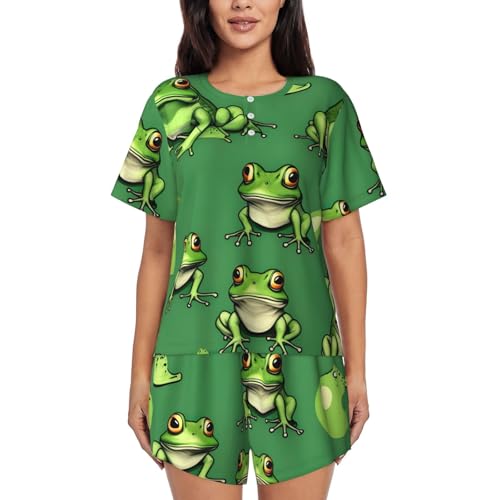 Pyjama grenouilles vertes pour femme : ensemble d'été confortable