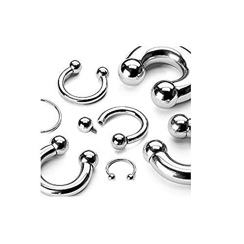 WildKlass Jewelry Internally Threaded 316L Surgical Steel Horse Shoes with Balls (Sold Individually)